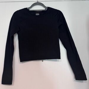 Express Black Long Sleeve Ribbed Crewneck Top